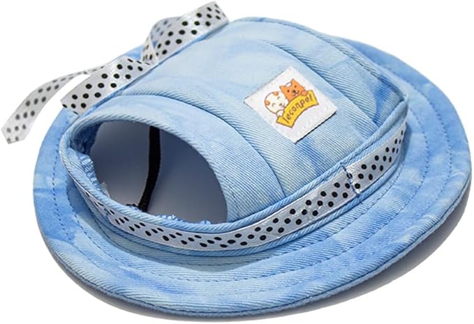 Leconpet Princess Pet Hat Dog Caps Hats with Neck Strap Adjustable Comfortable Ear Holes for Small Medium Dogs in Outdoor Sun Protection (Small