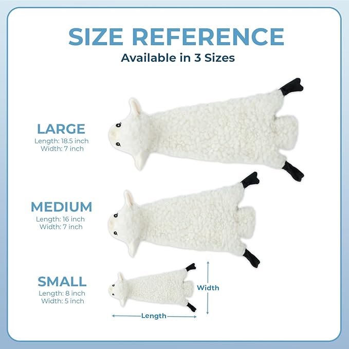 Best Pet Supplies 2-in-1 Stuffless Squeaky Dog Toys with Soft, Durable Fabric for Small, Medium, and Large Pets, No Stuffing for Indoor Play, Supports Active Biting and Play - Sheep, Small