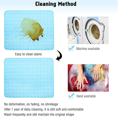 VeMee Summer Cooling Mat for Dogs Cats Ice Silk Self Dog Cooling Mat Breathable Pet Crate Pad Portable & Washable Pet Cooling Blanket for Outdoor or Home (28 X 22in