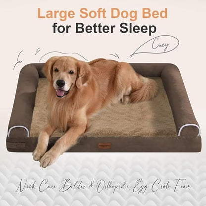 Large Dog Bed Orthopedic Washable: Beds Bolster XL Bed Large Big Dogs Memory Foam Couch Sofa Waterproof with Removable Cover