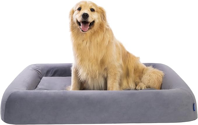 pettycare Orthopedic Dog Bed for Large Dogs Waterproof Pet Bed Soft Sofa with Two Fabrics Washable Removable Cover Egg Foam Support Anti-Slip Bottom Extra Head and Neck Support Sleeper