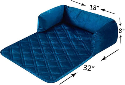 Brilliant Sunshine Premium Blue Silky Velvet Pet Sofa Bed