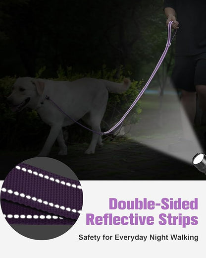 Aiyuda Tangle-Free Slip Lead for Dogs with Padded Traffic Handle 6ft Dog 40 LBS,Purple/Black