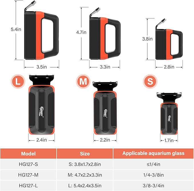 hygger Fish Tank Magnetic Glass Cleaner Two Detachable Algae Scraper for Aquarium Fish Tank，Floating Scrubber Brush Glass Algae Magnet Cleaning Tool for Large Aquariums Tank