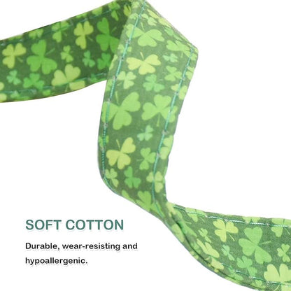 Cotton Dog Collar Metal Buckle Daisy Summer clover2, S(10-14in))