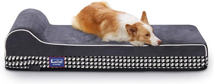 Laifug Orthopedic Memory Foam Extra Large Dog Bed with Pillow and Durable Water Proof Liner & Removable Washable Cover & Smart Design (Large (46"x28"x8")