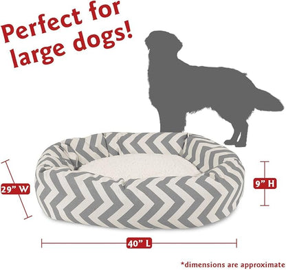 40 inch Grey Chevron Sherpa Bagel Dog Bed