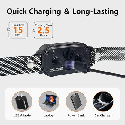 Waterproof Dog Bark Collar Rechargeable Anti Bark Training 7 Modes 8 Adjustable