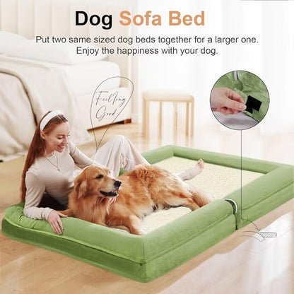 Large Dog Bed Orthopedic Washable: Beds Bolster XL Bed Medium Large Dogs Egg Crate Foam Couch Sofa Waterproof with Removable Cover