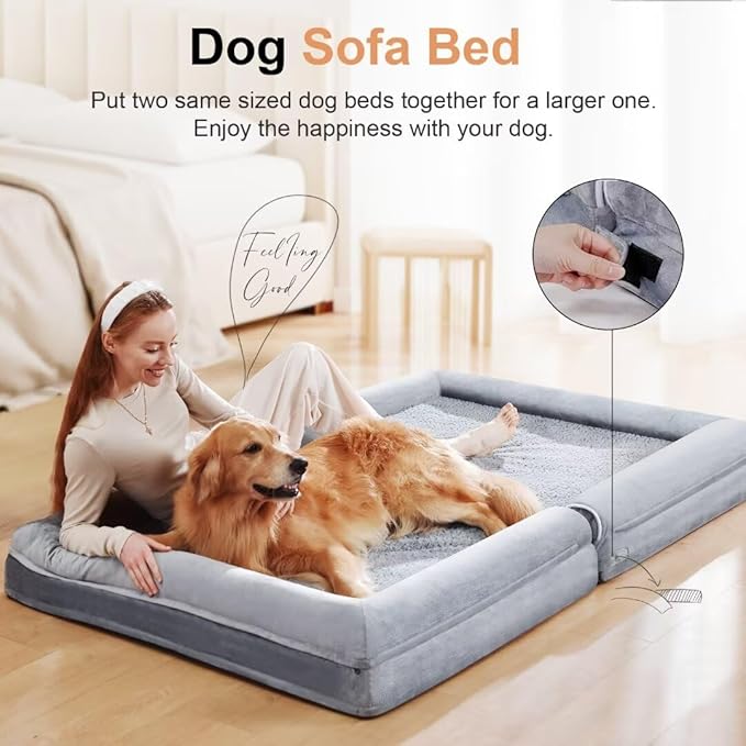 Large Dog Bed Orthopedic Washable: Jumbo Dog Bed Bolster Extra Large Dogs Egg Crate Foam Sofa Couch Waterproof Removable Cover