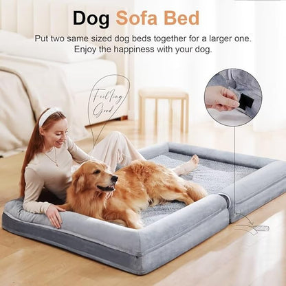 Large Dog Bed Orthopedic Washable: Jumbo Dog Bed Bolster Extra Large Dogs Egg Crate Foam Sofa Couch Waterproof Removable Cover