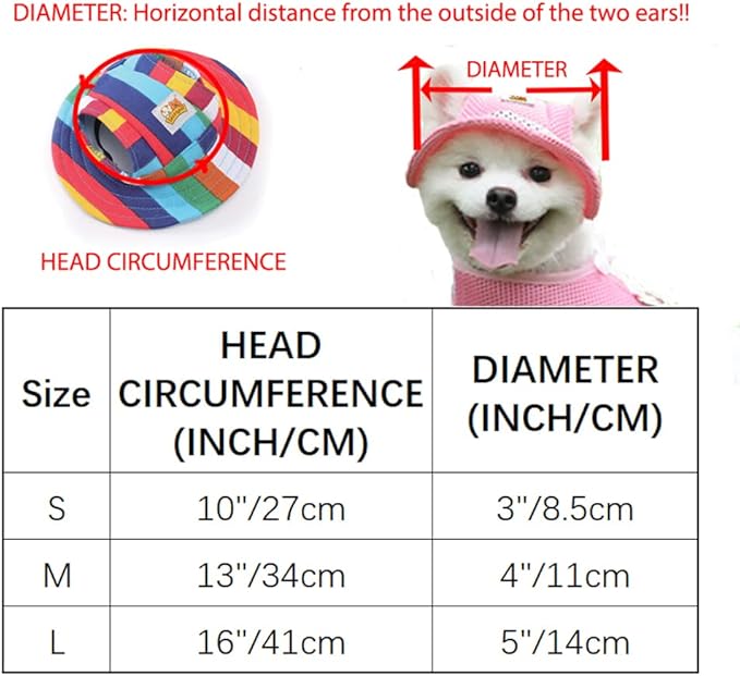 Leconpet Princess Pet Hat Dog Caps Hats with Neck Strap Adjustable Comfortable Ear Holes for Small Medium Dogs in Outdoor Sun Protection (M