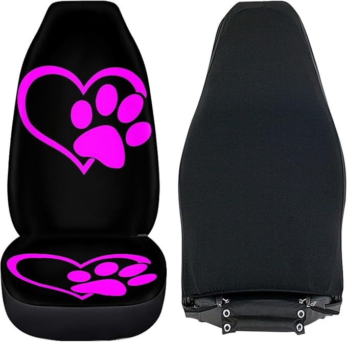 Love Heart Dog Paw Print Car Seat Covers Front Set
