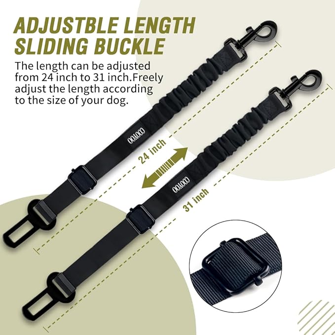COOYOO Dog Seat Belt 3 Piece