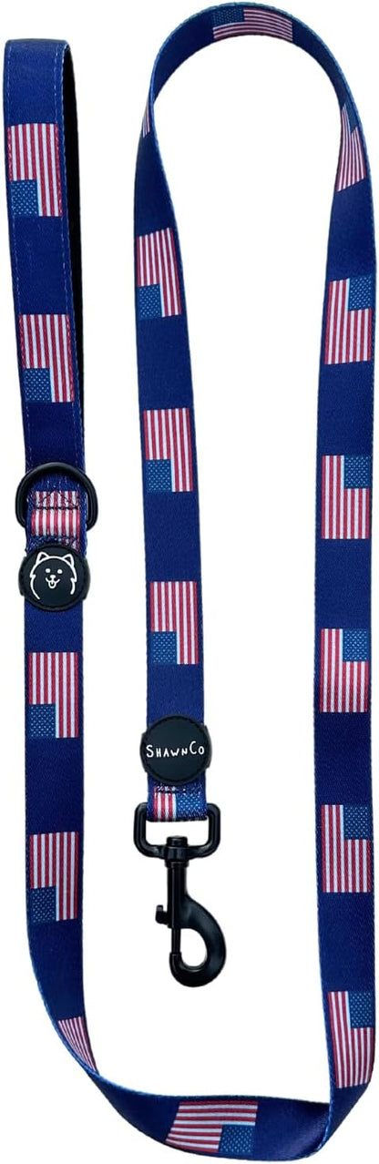 ShawnCo Dream Walk Dog Leash- Premium, Nylon Pet Leash with Soft Neoprene Handle for Small, Medium and Large Dogs (USA Flag, Small)