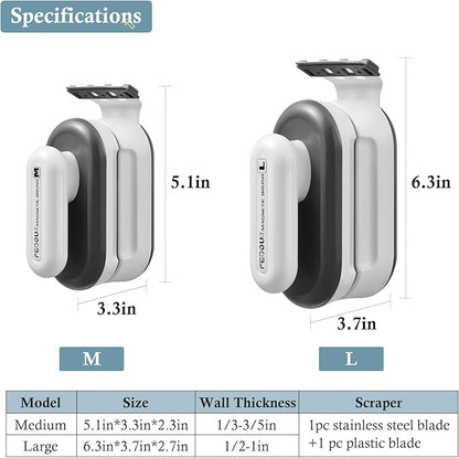 FEDOUR Aquarium Strong Magnetic Cleaner with 2 Detachable Algae Scraper, Fish Tank Magnet Cleaning Tool, Aquarium Floating Scrubber Brush for Glass and Acrylic Tanks 1/3-1 inch (Large)