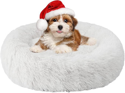 Aurako Cat Bed Dog Bed Round Cushion Pet 23" Milky
