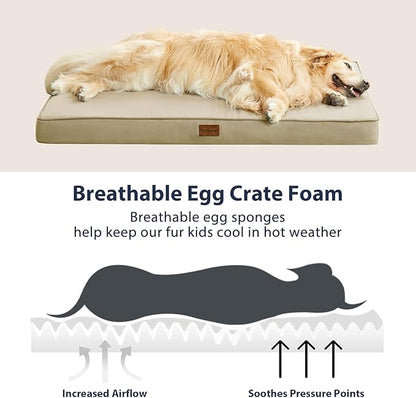 BFPETHOME Outdoor Dog Beds for Large Dogs (47 x 29in, Beige)