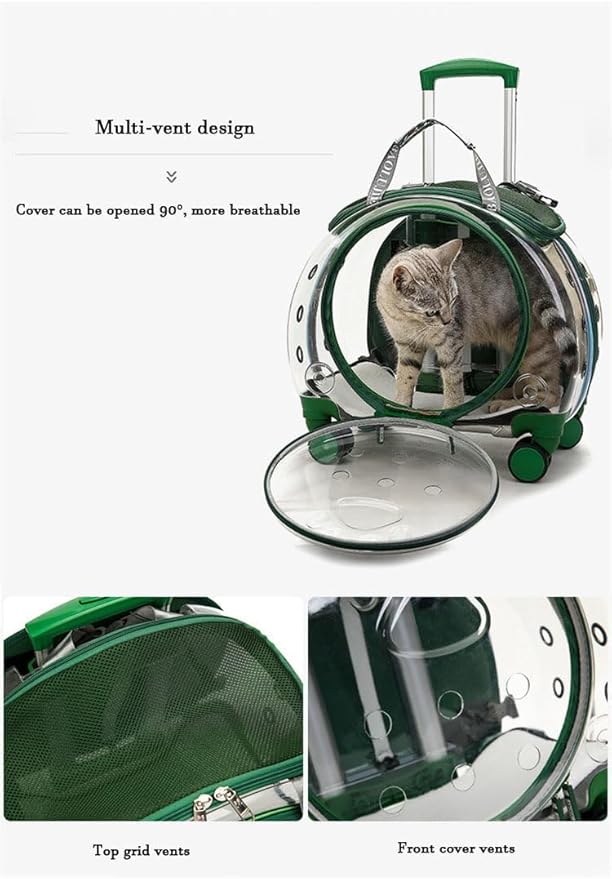 Available pet Trolley Box Full Transparent Dog Bag Large Capacity pet Backpack cat Bag Outside Trolley Box (Pink)