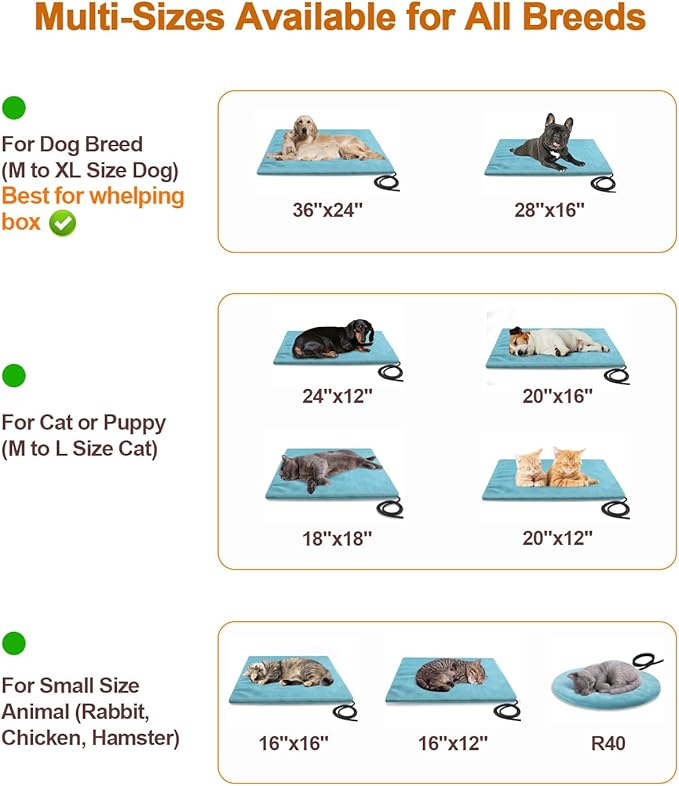 clawsable Outdoor Pet Heating Pad for Dog & Cat (M-18"x18")