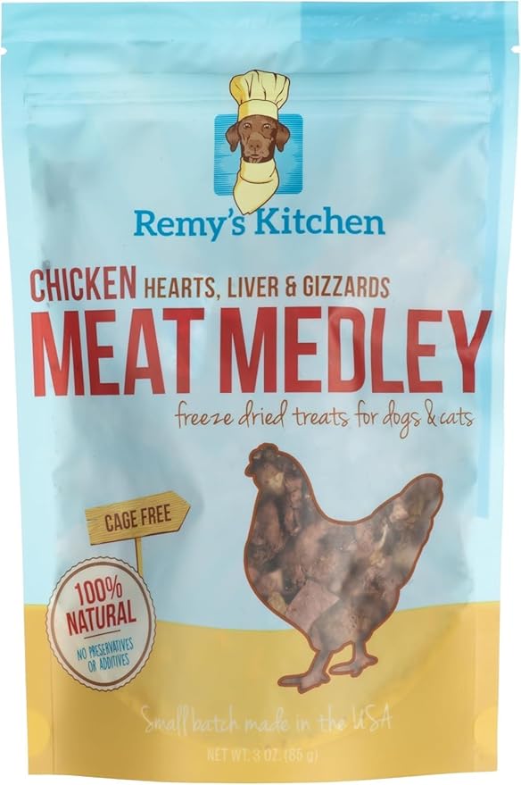 Chicken Meat Medley Freeze Dried Dog and Cat Treats 3 oz USA Sourced Locally, Small Batch Made