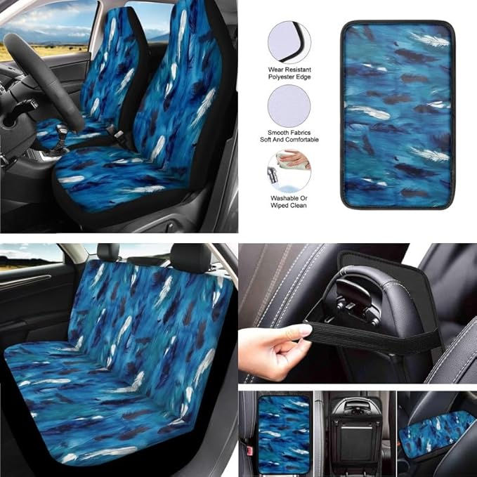 Blue Gradient Feather Graffiti 13 PCS Car Seat