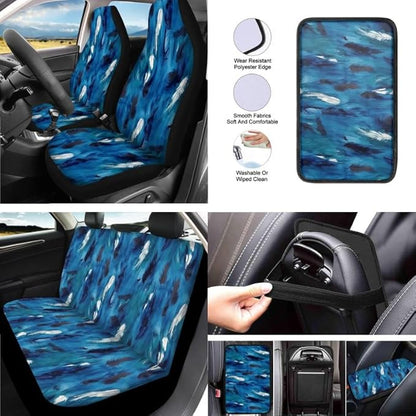 Blue Gradient Feather Graffiti 13 PCS Car Seat