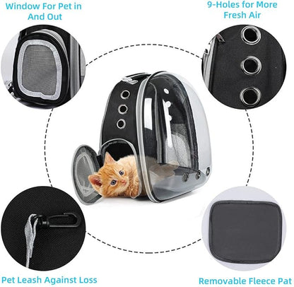 Cat Backpack Carrier Bubble, Dog Backpack Carrier for Small Dogs, Kitty Backpack, Pet Carrier Backpack, Bubble Backpack Pet Carrier, Large Cat Backpack for Hiking Travel and Outdoor Use (Black-2)