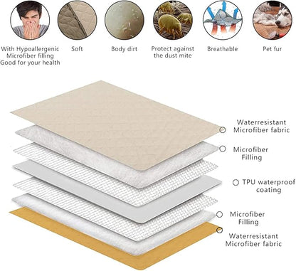 Dog Blankets for Couch Protection Waterproof Dog Bed Covers Pet Blanket Furniture Protector (Beige+Sand 82"x120")