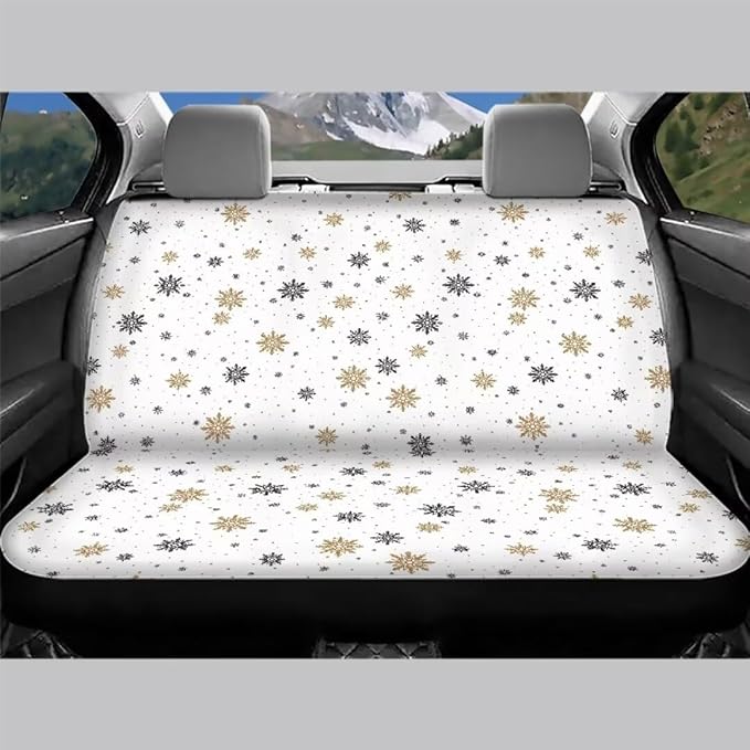 Snowflake Print Car Back Seat Covers Non-Slip Interior