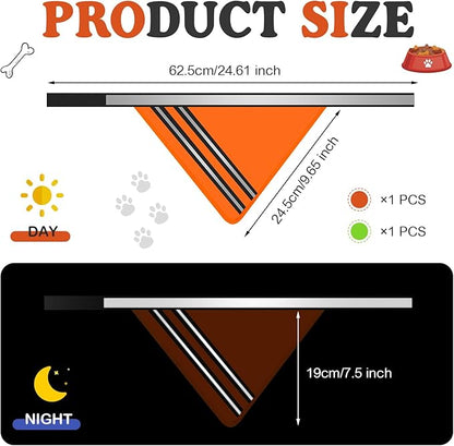 2 Pcs Reflective Dog Bandana with Neon Orange