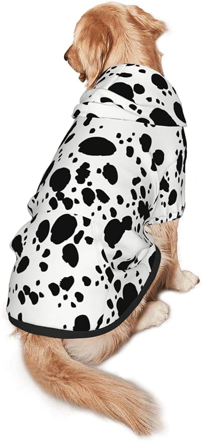 Cute Dalmatian Print Dog Hoodies，Dog Clothes with Pocket