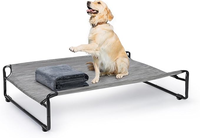 Veehoo Large Elevated Dog Bed with Flannel Dog Blanket CWC2201B