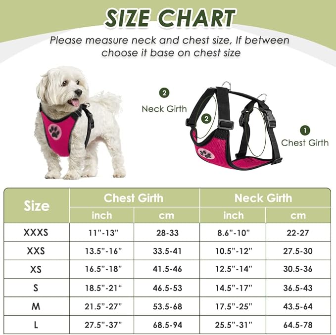 SlowTon Dog Seat Belt Harness for Car, Dog Car Harness Adjustable Mesh Breathable & Dog Seatbelt Safety Tether with Elastic Bungee for Small Medium Large Pets(Fuchsia, Double Clip, XS)