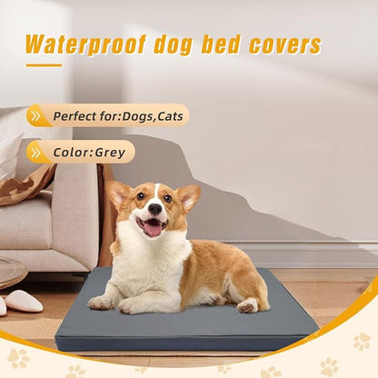 Pet Bed Cover L 36x27x3'' Dog Bed Covers Waterproof Dog Bed Covers Large Dog Bed Washable Removable Cover Dog Bed Covers Replacement Washable Dog Bed Covers with Zipper,Grey