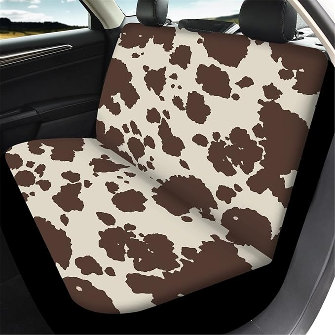 AFPANQZ Cowhide Milk Cow Print Car Rear Bench Protective Car Seat Cover Back Seat Only for Car Truck Vans SUVs Polyester Fabric Car Backseat Cover with Universal Fit Full Wrap Dust-Proof