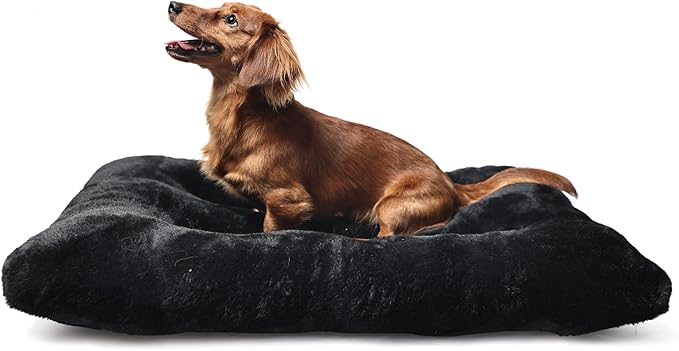 30 inch Dog Crate Bed Washable for Medium Size Dogs Extra Soft 30 x 19 Dog Crate Bed for Kennel or Cage with Anti-Slip Bottom Puppy Sleeping Mat Ease Pet Anxiety & Provides The Perfect Sleep,Black