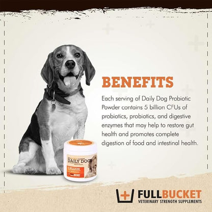 Daily Dog Probiotic 30 Servings - Support Natural Digestion, Treat & Prevent Diarrhea - Probiotics, Prebiotics & Digestive Enzymes All in One Tasty Probiotic Powder for Dogs