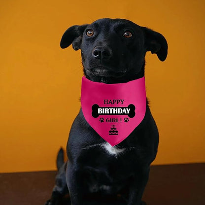 Dog Birthday Bandanas Dog Birthday Girl Dogs Pet Scarf Photo Prop Accessories for Dog Lover Dog Birthday Party Supplies for Small Medium Larger Dogs, Pink
