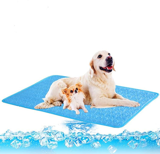 YOGURTCK Dog Cooling Mat, Soft Machine Washable Comfortable Silk for Dogs Cats Bed Cooling Pad, Keep Cool and Comfortable Summer Pet Supplies (L-27.55" x 21.65")