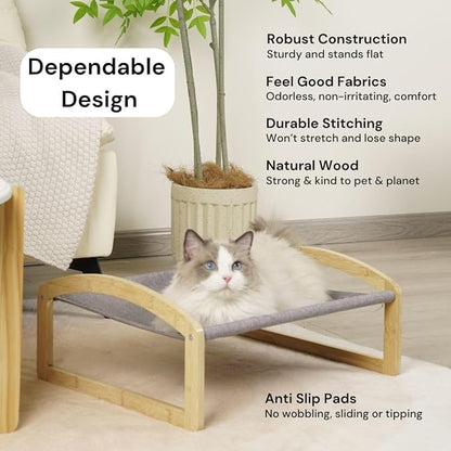 7 Ruby Road Large Cat Hammock Bed with Two Washable Covers for All Seasons - Wooden, Elevated Cat Beds for Indoor Cats, Dogs, Rabbit and Small Pets, 20 X 16.3 X 8 Inch Pet Furniture