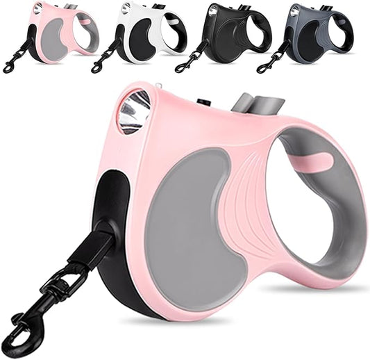 Retractable Dog Leash with Flashlight 16ft Walking Leash for Dogs up to 77lbs 360° Tangle-Free