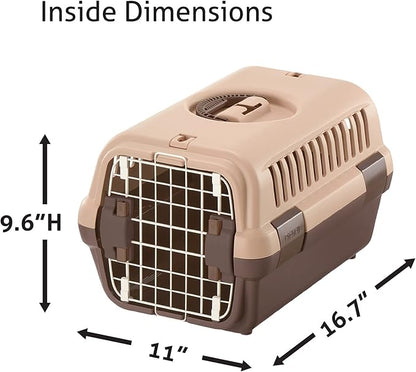 Richell Pet Travel Carrier Size Small in Brown, Travel Carrier or Crate for Dogs & Cats up to 11 lbs.