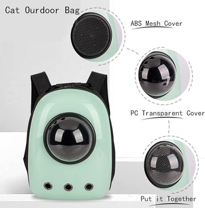 Pet Travel Carrier, Cat Dog Dome Space Capsule Bubble Backpack, Portable Waterproof Breathable Knapsack for Hiking, Traveling (Green 1)