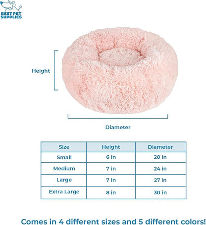 Best Pet Supplies Round Donut Dog Bed with Plush Faux Fur Fabric 27x27x7.5''