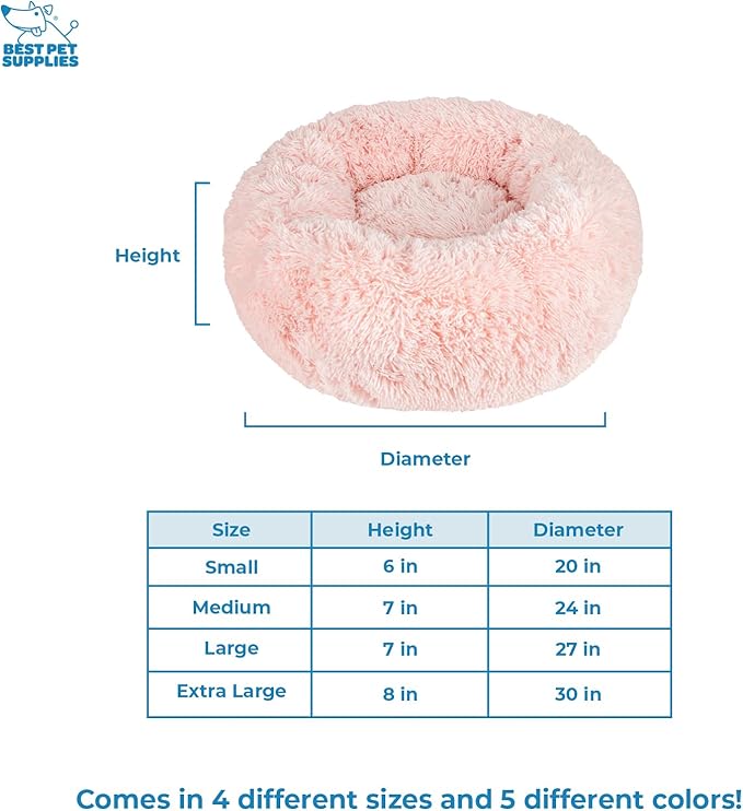 Best Pet Supplies Round Donut Dog Bed with Plush Faux Fur Fabric 24x24x7''