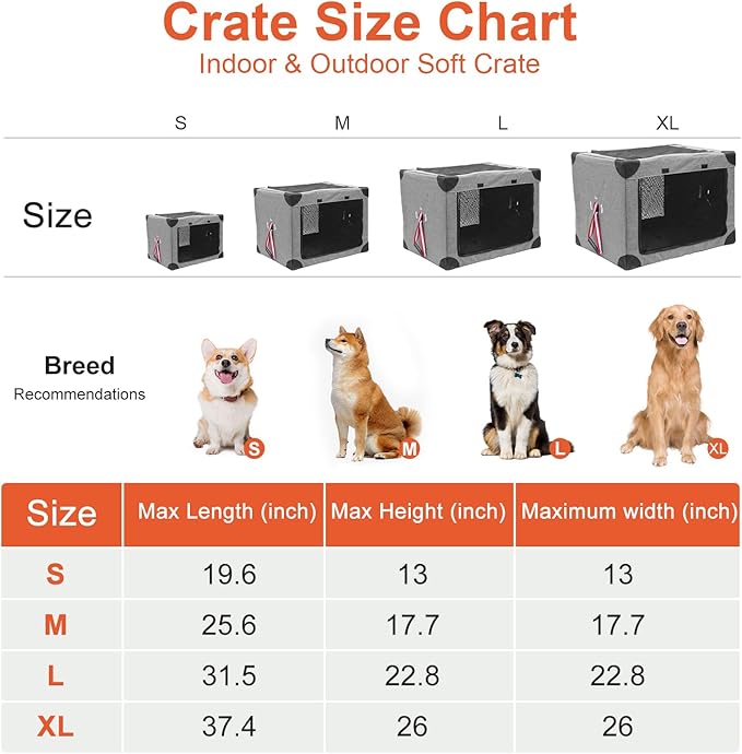 Collapsible Soft Dog Crate 37.4 x 26 Inch