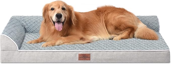 XL Dog Bed Orthopedic, Extra Large Dog Bed with Comfy Bolsters, Waterproof Dog Bed, Pet Bed Sofa with Removable Washable Cover and Nonskid Bottom(X-Large,Grey)