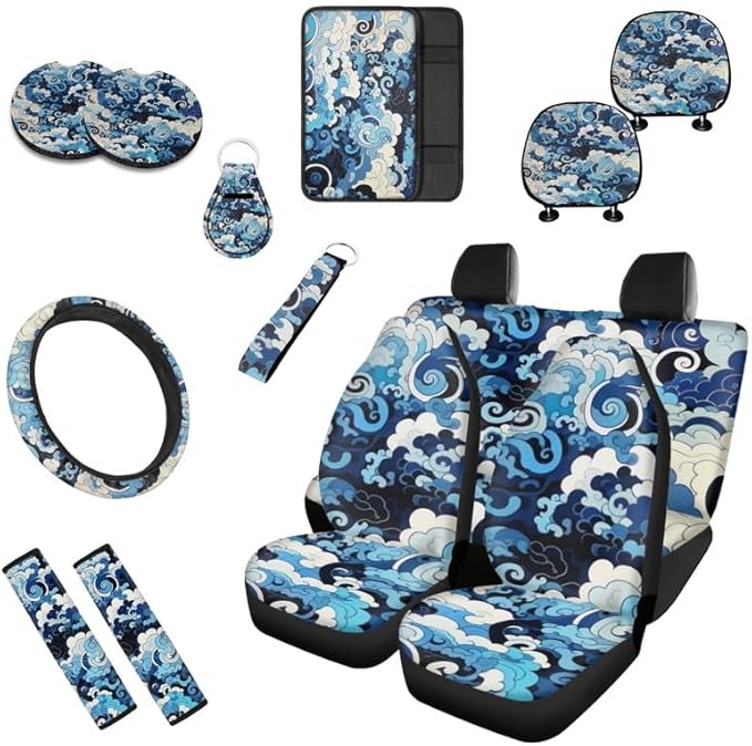 Cartoon Chinese Clouds Car Seat Covers Full Set