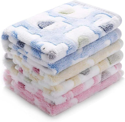 1 Pack 3 Blankets Super Soft Fluffy Premium Cute Elephant Pattern Pet Blanket Flannel Throw for Dog Puppy Cat Blue/Pink/Yellow Medium(30x20 inch)